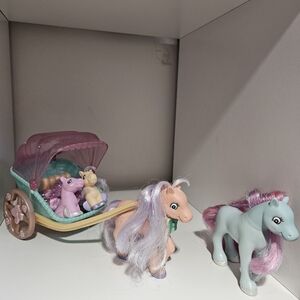 Pony Tails Horse + Carriage cart & Babies  1994 LANARD Toys Vintage